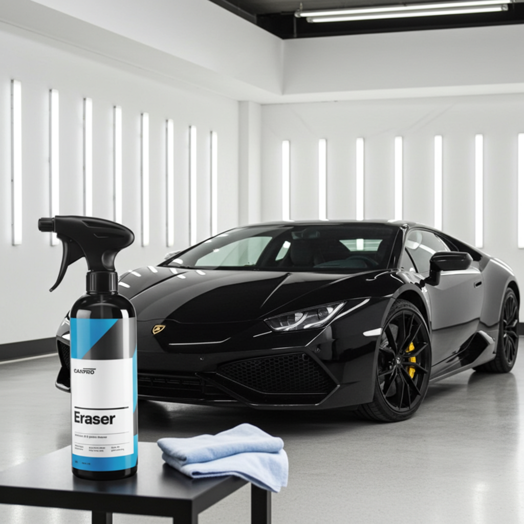 Carpro eraser with lamborghini behind.